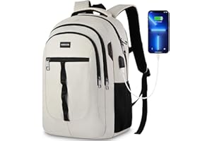 YAMTION Mochila Escolar,Mochila Mujer Niña Mochila Portatil para Adolescente Estudiante Universidad Instituto Oficina Trabajo 15.6 pulgadas Beige