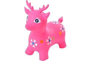 Pink Papaya Daisy Deer Bouncy Toy, Bouncy Horse from 3 Years, up to 50 kg, Inflatable Children's Bouncy Toy, BPA-Free, Includes Pump