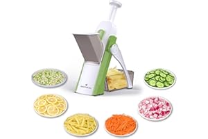 ONCE FOR ALL Mandoline de Cuisine Manuelle Multifonction Tous Coupe Légumes Lame en acier inoxydable, Julienne, Cubes, Fcoupe Patate Frite carotte, tomate (Vert)
