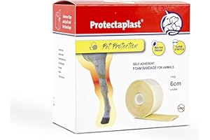 Protectaplast Benda autoadesiva Beige per Animali Domestici (6cm x 4,5m) - Bendaggio coesivo Senza Lattice e Colla per Cani, Gatti, Cavalli - Benda per ferite e articolazioni di Cani e Gatti