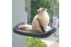 MEWOOFUN Hamac Chat Fenetre Pliable pour Chat – 60x33cm Grande Hamac Fenetre pour Chat avec Ventouse Puissante Jusqu'À 18Kg, Lit d'intérieur pour Chat avec Housse réversible, Girs