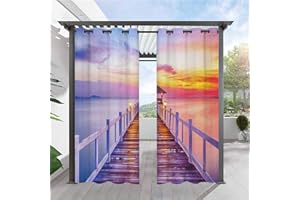 Heavyoff Outdoor Vorhänge Wasserdicht, Wetterfest Sichtschutz Terrasse Sonnenschutz für Balkon Veranda Pergola Gartenlaube 1 Stück, Stil 2, 132x274cm