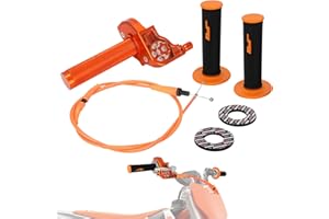 IUVWISN Poignee Accelerateur Moto 7/8 '' 22MM Moto Rotatif et Câble D'accélérateur avec Poignée de 50 110 125 150 200 250cc Dirt Pit Bike ATV (Orange)