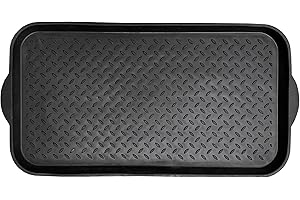 Nicoman Boot Tray Shoe Organiser Soft Rubber Non Slip Washable Multipurpose Plant Rack Mat Plain Black Drip Container Floor Carpet Protection for Home Garden Indoor Outdoor Shed Garage - 71 x 39cm