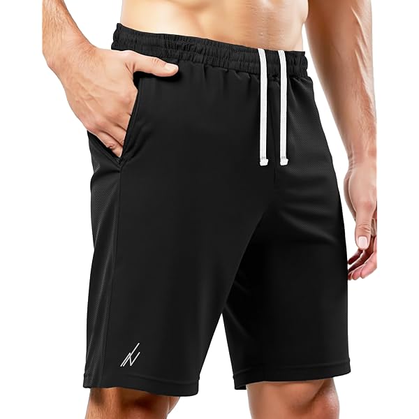 UUMIAER Pantaloncini Sportivi Uomo Con Tasche Con Cerniera - Corti, Da Corsa, Vita Elastica, Traspiranti