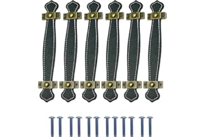 Qixuer 6 sztuk skórzane uchwyty do mebli, skórzane gałki do drzwi do szafki skórzane uchwyty wyciągane skórzane uchwyty ze śrubami uchwyt do bagażu pasek zastępczy do drzwi szafki szuflady (czarny)