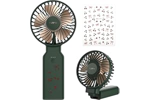 Funme Handventilator 3 in 1 Tischventilator Tragbarer Lüfter mit 53 Stunde 9000 Aufladbarer Batterie Multifunktion 4 Stufen Faltbarer Persönlicher Notladelüfter Exquisit für Camping Zuhause Grün