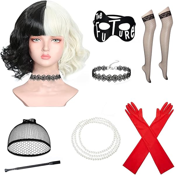 Parrucca Demonia Bianco E Nero Widmann - Per Halloween, Carnevale E Feste In Maschera - Foto 7