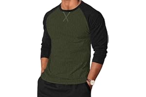 TARAINYA Langarmshirt Herren Baumwolle Rundhals Longsleeve T-Shirt Männer Patchwork mit Ausschnittnäht M-4XL