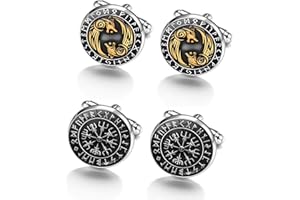 SCALINGSCAL 2 Paar Manschettenknöpfe Herren Wikinger Stil Manschetten Knöpfe, Metall Manschettenknöpfe, Männer Hemden Cufflinks Hemd für Manschettenknöpfe, Geschenk für Ehemann Freunden Vater