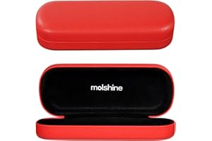 molshine Custodia Rigida per Occhiali in Pelle PU,Custodia Portatile per Occhiali Luminosi per Uomo Donna Ragazza Viaggio Studio Lavoro Viaggio