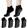 Radsocken 4 Packs Non Slip Yoga Socks for Women Girls with Grips, Anti Slip Skid Socks Grip Socks Cotton Slipper Socks for Yoga Ballet Pilates Barre Workout Sporting Supplies