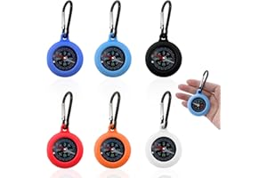 GOCUODE 6 Stück Kinder Kompass, Wasserdichter Mini Kompass mit Karabinerhaken, Robustes Outdoor Navigationswerkzeug für Camping, Wandern, Reisen, Schule, Schlüsselanhänger Set in Mehrfarben