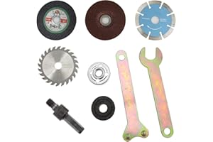 MONSULLY 9 Pieces Hand Drill Conversion Connecting Rod, Angle Grinder Spanner Wrench Key,10mm Shank Arbor Mandrel Drill Adaptor for Meet the Electric Drill Grinding, Cutting Tiles, Metal,with 4pcs Cutting Disc