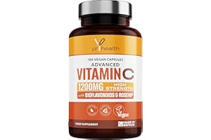 Vitamin C 1200mg Immune Support with Bioflavonoids and Rosehip | 180 Vegan Vitamin C Capsules not Tablets | Slow Release VIT C Ascorbic Acid | Made in The UK by YrHealth