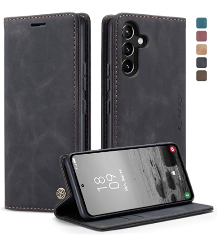 Custodia In Vera Pelle SURAZO Per Xiaomi 12/12X 5G, Libretto Con Porta Carte E RFID, Realizzata A Mano In Europa – Nero