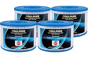 POOLPURE Lot de 4 filtres de Remplacement PureSpa de Type S1 pour Cartouches de Piscine Easy Set - 11692