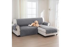 BellaHills 100% Impermeabile Copridivano 2 Posti Con Penisola a Destra- Copridivano Angolare - Antiscivolo - Antimacchia - Antigraffio Copridivano, Seduta 205cm, Grigio