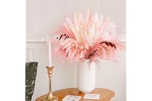 N&T NIETING Erba di pampa rosa, 85 pezzi, bouquet di erba della pampa essiccata naturale, pampa, decorazione per l'erba della pampa, fiori secchi per matrimoni, decorazione da tavolo boho, decorazione