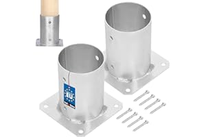 KOTARBAU® Juego de 2 Base para Poste Ø 100 mm Anclaje Suelo de Acero Base Atornillable Soporte para Postes de Madera Redondos Soporte Poste Madera Galvanizado en Caliente Base Poste Madera