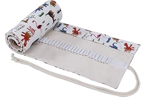 MengH-SHOP Płócienna rolka na długopisy, 72 otwory, przenośny, do pakowania, do szkoły, studentów, artystów (styl zoo)