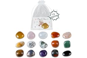 TUZELIYA 15 Bunte Glückssteine für Kinder - Glücksstein mit Pferd Grußkarte - Kindergeburtstagsgeschenke für Jungen Mädchen - Lucky Charms für Kinder - Edelsteine Mitbringsel Geburtstag