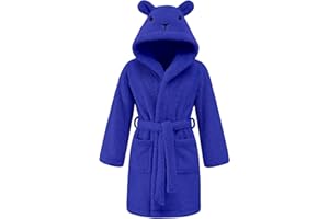 Niwicee Peignoirs de Bain Enfant Garçon Fille Vêtements de Nuit Enfant Peignoir Ultra Doux et Léger Robe de Chambre 3-8 ans, Loungewear avec 2 poches, ceinture, capuche