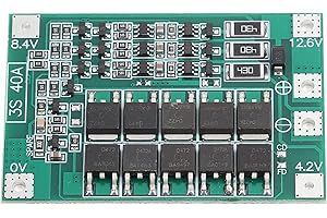 Ouitble 3S 12V 40A, Carte de Protection de Batterie au Lithium PCB BMS avec Charge d'équilibre pour Véhicule Électrique/Véhicule Électrique/Moto/Module de Batterie au Lithium Li-ION 18650