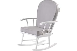 KUB Hart Compact Rocking Chair-Armchair | Space-Saving Nursery Essential | Easy-Clean Microfibre - Detachable Cushions -Safety Certified | Ideal for Small Spaces - White and Grey