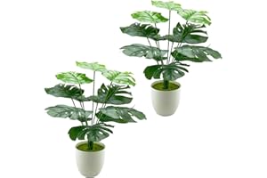 AIVORIUY Piante Finte da Interno 40cm Pianta Artificiale Piante in Vaso Plastica Monstera Tropic Palma Artificiali Albero Camera da Letto Esterno Soggiorno Ufficio Moderna Decorazioni Casa