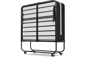‎BRINLAWB Brinlawb Gästebett Klappbar 90x200 cm mit 10cm Dicker Schaumstoff Matratze Klappbett 90x200 Erwachsene Langlebiger & Robuster Metallbettrahmen mit 4 Laufrollen Faltbares Reisebett bis 200 kg belastbar