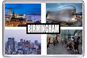 MILLHOUSE PRINTS Birmingham Fridge Magnet - 70 x 45mm, Souvenir, Keepsake, Acrylic with Magnetic Strip.