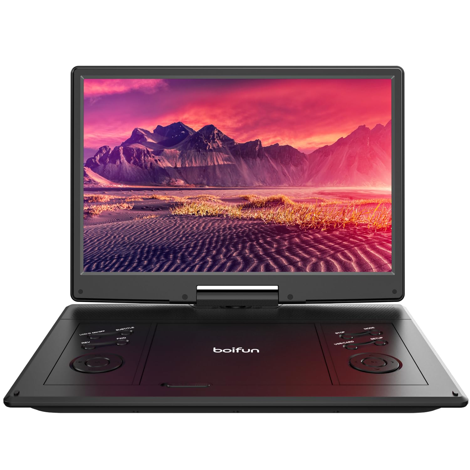 15.7" Portable DVD Player with 14.1" Large HD Screen, 6 Hours Rechargeable Battery, Support USB/SD Card/Sync TV and Multiple Disc Formats, High Volume Speaker, Classic Black, BOIFUN