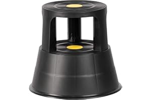 The Workplace Depot Kick Step Stool – Lightweight 2.05kg with 370mm Platform Height, Slip Resistant Rubber Treads, Spring Loaded Castors – Strong 150kg Capacity Step for Retail, Library and Office Use