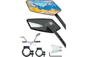 ROTOPATA Retroviseur vélo guidon 2024, en verre cristal UHD sécurisé, rétroviseur ajustable et rotatif, pour e-bike, scooter et snowbike (Argent 1 paire)