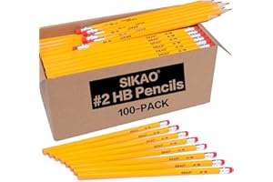 Sikao Pencils Bulk 100 Pack 2 HB Yellow Woodcased Graphite Lead Pencil with Erasers Office School Classroom Supplies for Kids Teacher Students Sketching
