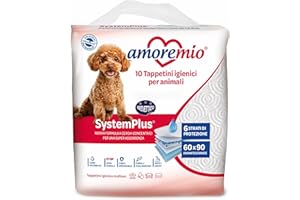 AMORE MIO Mio | 10 Tappetini Igienici per Cani, Gatti e Animali Domestici, Super Assorbenti - 1 Confezione da 10 Traversine Cani 60x90 cm
