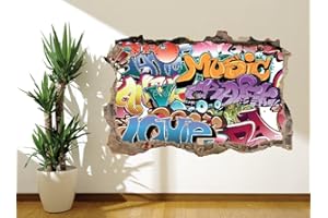Wall Murals Online Ltd Wall Sticker Decal Graffiti Tag Music Murals for Kids Bedroom & Living Room (11485960) (90cm x 60cm)