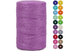 LEREATI Cuerda de Yute 2mm x 200m, Hilo de Yute Cuerda Yute Natural, Cordel Fina Cuerda Huerto, Hilo de Cañamo para Floristería Manualidades Jardín Envolver Regalos Decoración Navideña (Morado Claro)