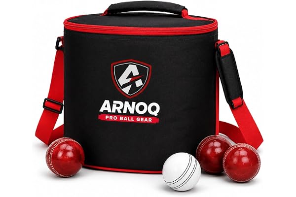 ARNOQ Cricket Ball Bag with Padded Lid & Zipper Closure, Lightweight Easy to Carry Ball Bag for Coaching, Training & Practice