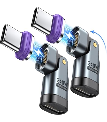 VAFOTON Câble De Charge Magnétique USB C - 240 W - 9 Broches - 540° - 48 V/5 A - 1,8 M - 6 En 1 USB C/A - Pour Type C/Micro USB/i-Products/M-Book Pro