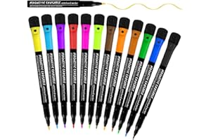 CNMTCCO Whiteboard Pens - 12 Magnetic Whiteboard Markers & Eraser Set, Fine Tip Dry Wipe Markers for Kids Supplies