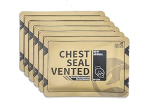 RHINO RESCUE Vent Chest Seal Emergency Trauma Dressings, Sterile First Aid Kits