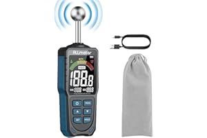 ALLmeter Medidor de Humedad 5-40mm con Pantalla LCD Alarma Acústica Luz Indicadora, Humidímetro Recargable sin Daños a Madera para Yeso Sustrato Cementoso Madera Papel Cartón Baldosa