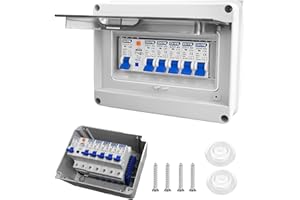 ZHEHNSA Sicherungskasten Aufputz, Verteilerkasten aufputz mit Fi Schutzschalter, unterverteilung aufputz für Garagen Werkstätten Büro, IP65 Leistungsschalter 63A, AC Trennschalter 3x16A+20A+32A