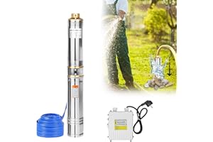 TRMLBE Pompa per Pozzi Profondi Pompa Sommersa Per Pozzo da 750 W con portata fino a 4.000 l/h con cavo da 20 m pompa da giardino in acciaio inox irrigazione da giardino