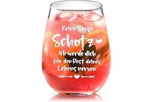 Joymaking Ich Liebe Dich Geschenke für Männer Frauen, Weinglas Mit Gravur Keine Sorge Schatzn, Jahrestag Geschenk für Ihn, Liebe Geschenk zum Valentinstag Geburtstag Weihnachts