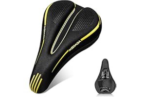 MSDADA Nouveau Housse de Selle de Vélo Autocollante en Mousse à Mémoire de Forme pour Siège de Vélo - Housse de Protection de Selle Rembourrée Douce pour VTT, Vélo de Route, Vélo D'appartement(Jaune)