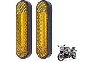 LILIKAI Lot de 2 catadioptres de fourche jaunes rectangulaires, auto-adhésifs, orange et jaune, yeux de chat arrière, pour moto, scooter, vélo, cyclomoteur (10 x 2,8 cm)