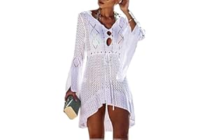 Jinsha Mujer-Vestidos Verano-Ropa Punto-para Pareos-Playeros - Baño Bikini Cover Up Sexy V Cuello Fiesta Crochet Ganchillo Tejido Kaftan Camisola de la Playa Suelto Suave Cómodo Elegantes Mujer